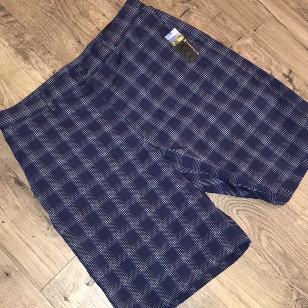 New $65 blue plaid pebble beach golf shorts 36
